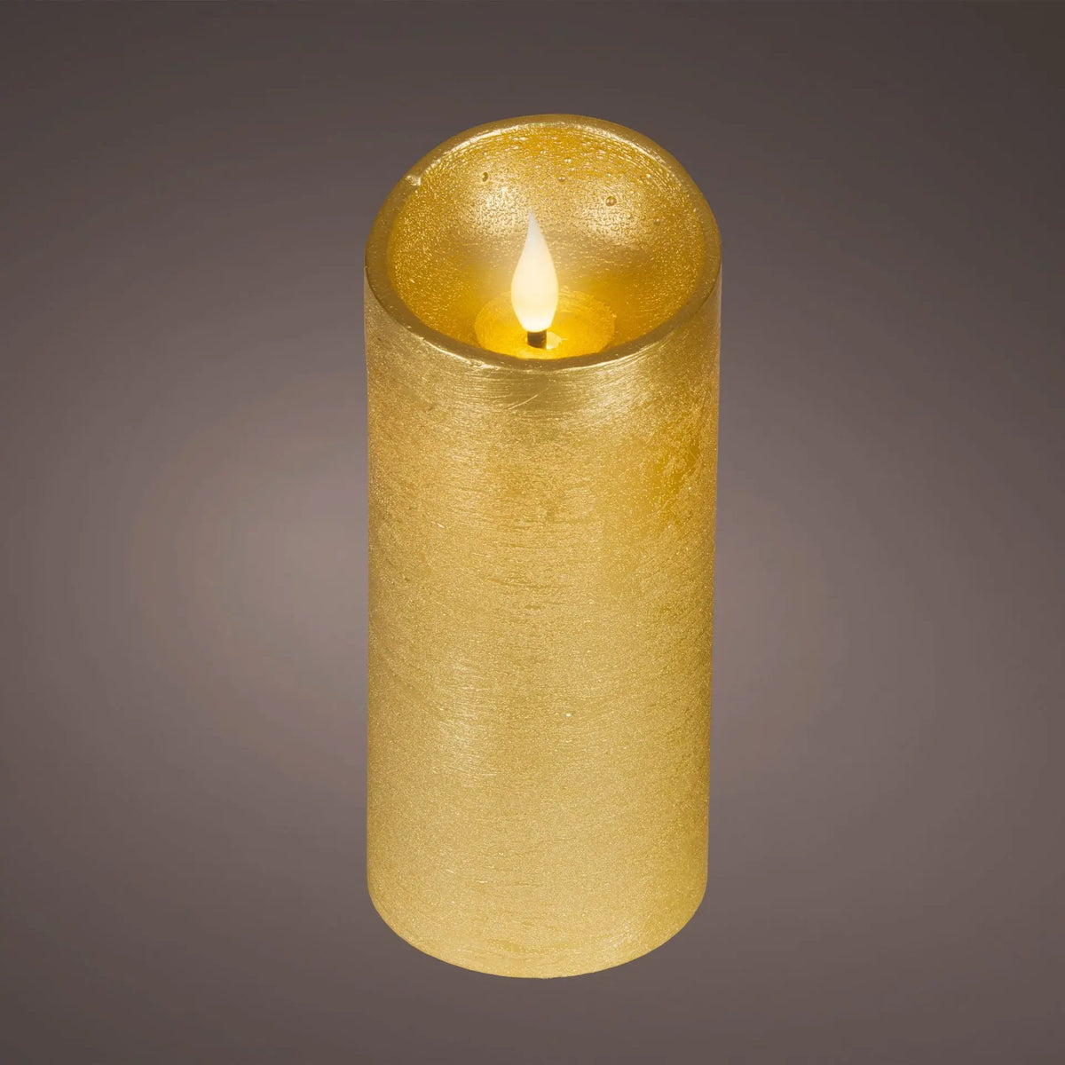 Candela in cera oro con LED Ø7,5 × H17 cm