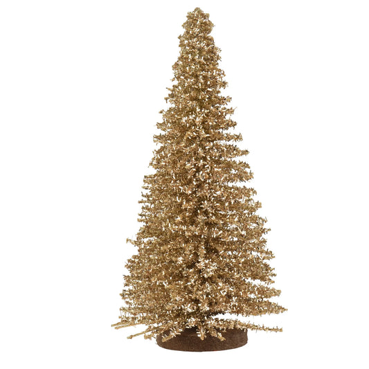 Albero di Natale decorativo in bamboo oro glitterato Ø12 × H30 cm