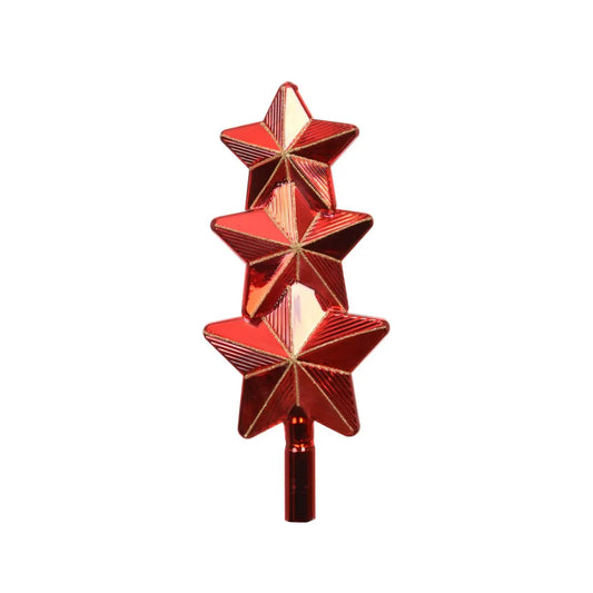 Puntale per albero di Natale in vetro con stelle rosse glitterate H27 cm