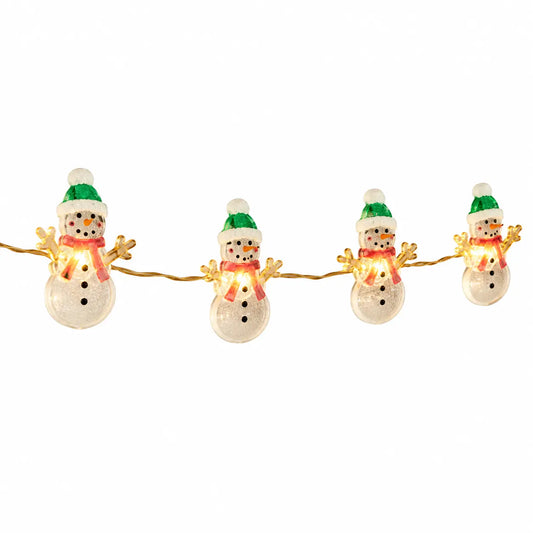 Catena luminosa con 20 pupazzi di neve LED a batteria 190 cm