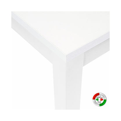 Tavolo pranzo Bianco Frassinato apribile libro in legno nobilitato cm 90x90-180