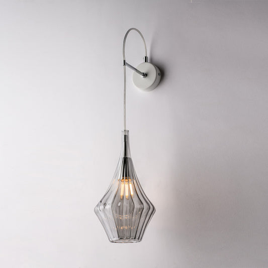 Applique in ferro con vetro grigio pyrex 1 luce H.64 - L.14 - P.21