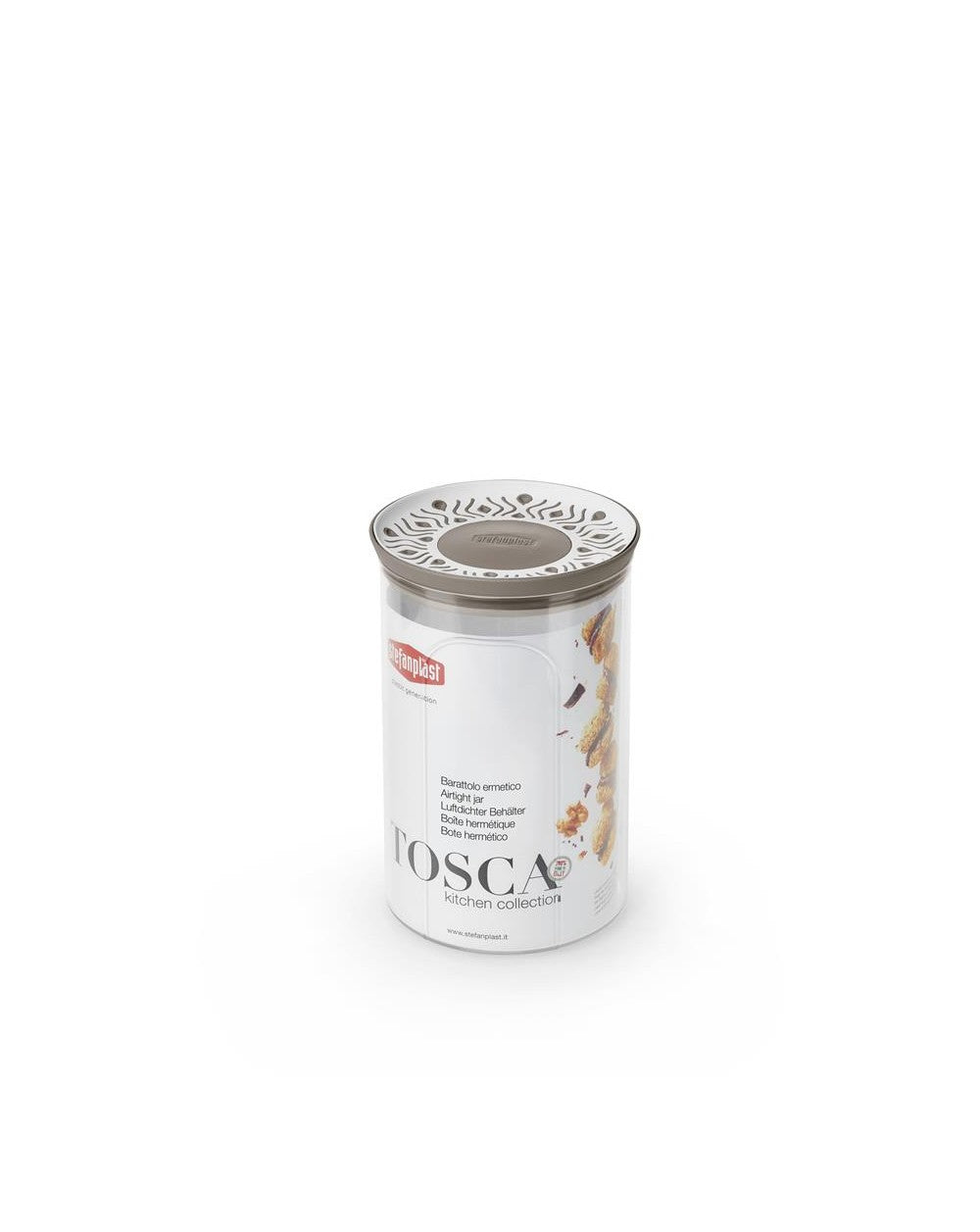 Barattolo ermetico tondo Tosca 1,2L tortora