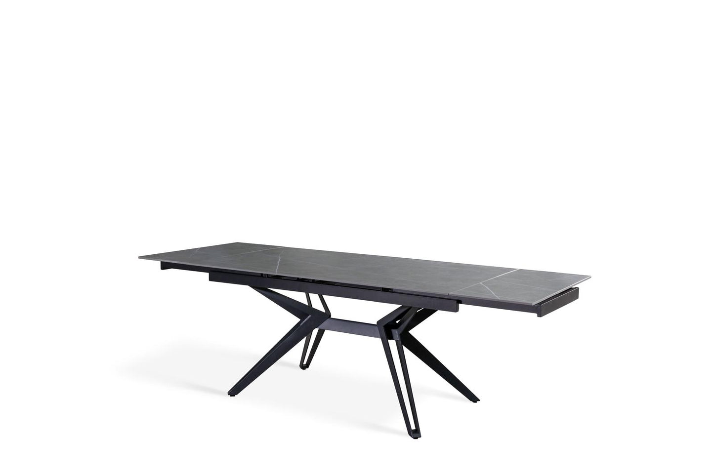 Tavolo Allungabile Grigio-Negro Opaco, Gambe a H, 90x160-240x76