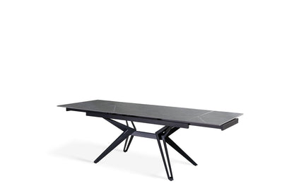 Tavolo Allungabile Grigio-Negro Opaco, Gambe a H, 90x160-240x76