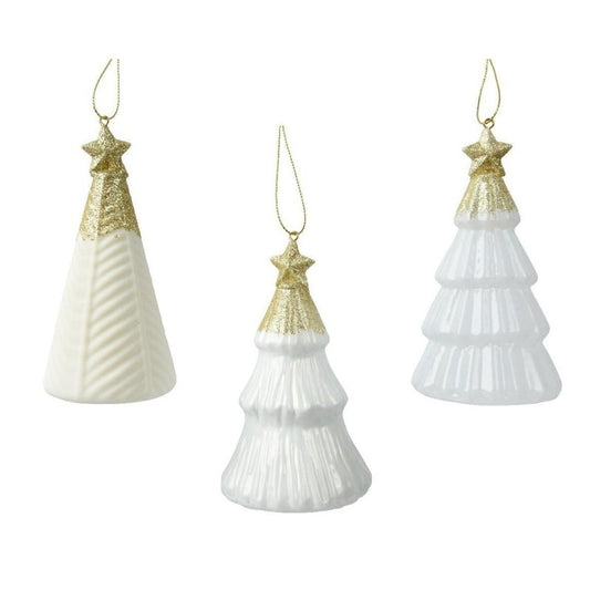 Pendente abete di Natale in vetro 3 assortiti