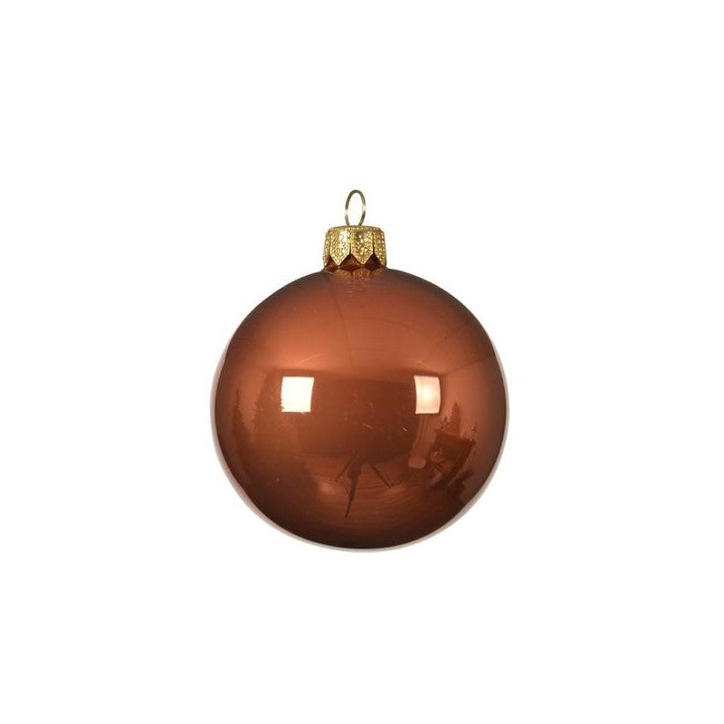 Set 6 palline di Natale in vetro rame lucido Ø8 cm