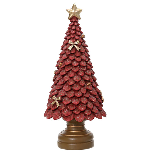 Albero di Natale decorativo in resina rosso glitterato H23 cm