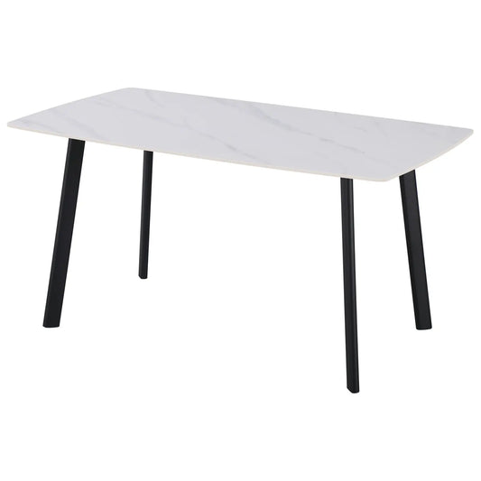 Tavolo Quincy 150x85x75 cm top ceramico bianco marmo lucido