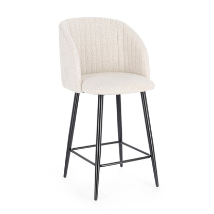 Sgabello da cucina Queen beige effetto bouclè cm 53x59x97h