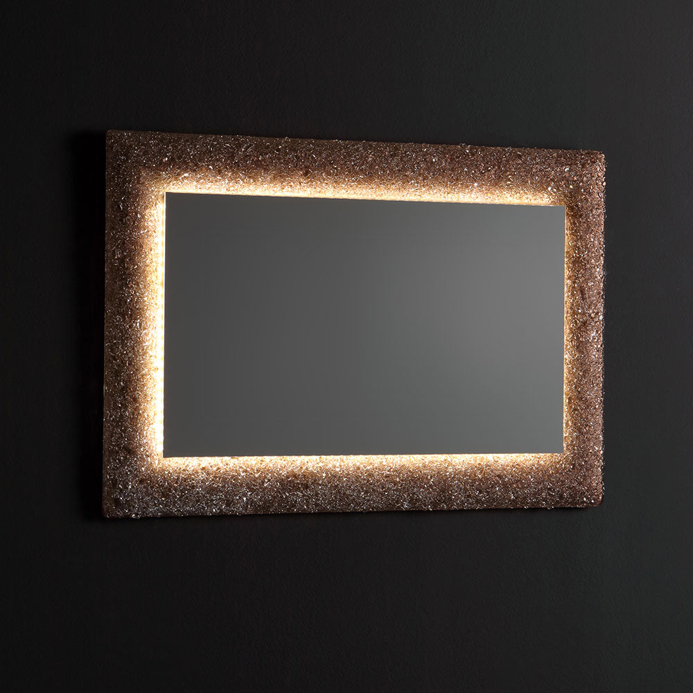 Specchio con cornice in vetro fuso color bronzo 90x62 cm