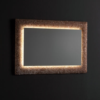 Specchio con cornice in vetro fuso color bronzo 90x62 cm