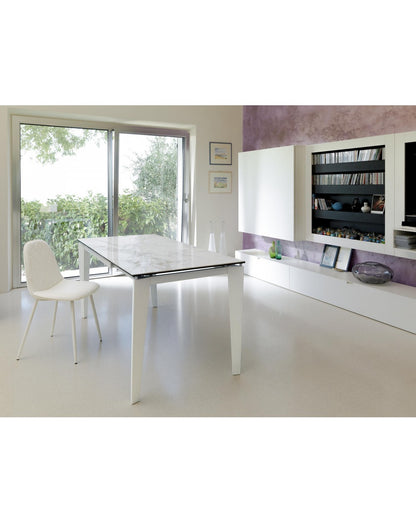 Tavolo Allungabile 120-170 x 80 cm Ceramica con Top Bianco