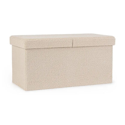 Pouf contenitore Joris con effetto bouclè beige cm 76x38x38