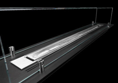 Bruciatore per camino a bioetanolo in acciaio con vetri 100x21x19,4 cm