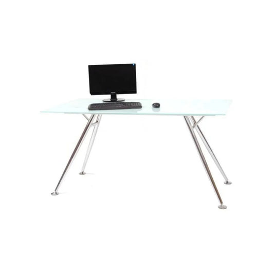 Scrivania bianca con piano in vetro tempetato cm 150x80x76h