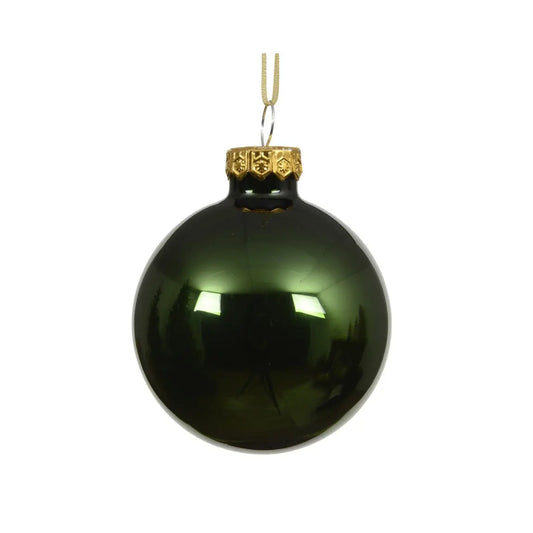 Sfera natalizia in vetro verde pino lucido Ø6 cm