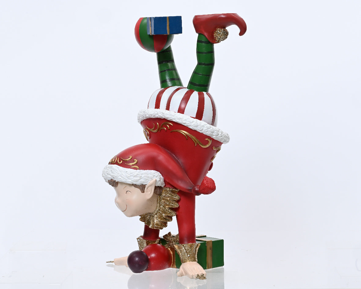 Elfo ragazzo in dipoliresina rosso 33,2x29,8x58 cm