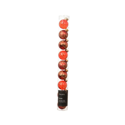 Box 9 palline di Natale in vetro rosso lucide e opache Ø3 cm