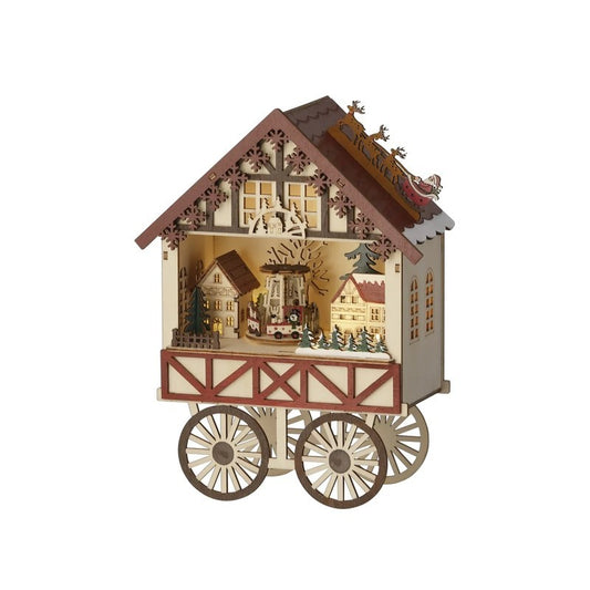 Scenario natalizio in legno con luci. musica e movimento 27.5 × 20.5 cm