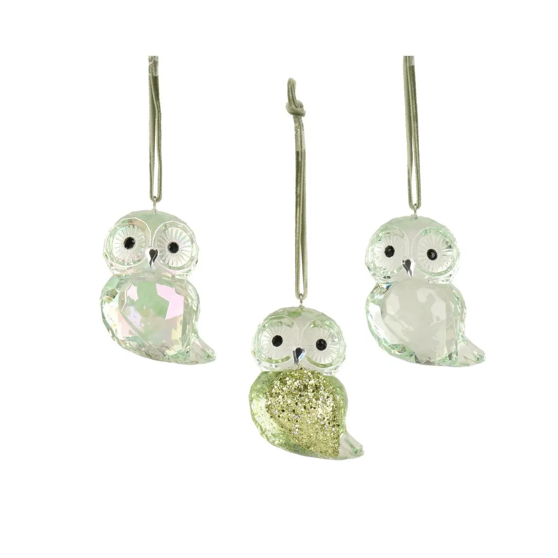 Decorazione natalizia gufo verde H6,5 cm – 1 pezzo assortito