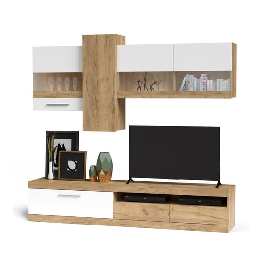 Parete attrezzata rovere e bianco 235x44,1x195