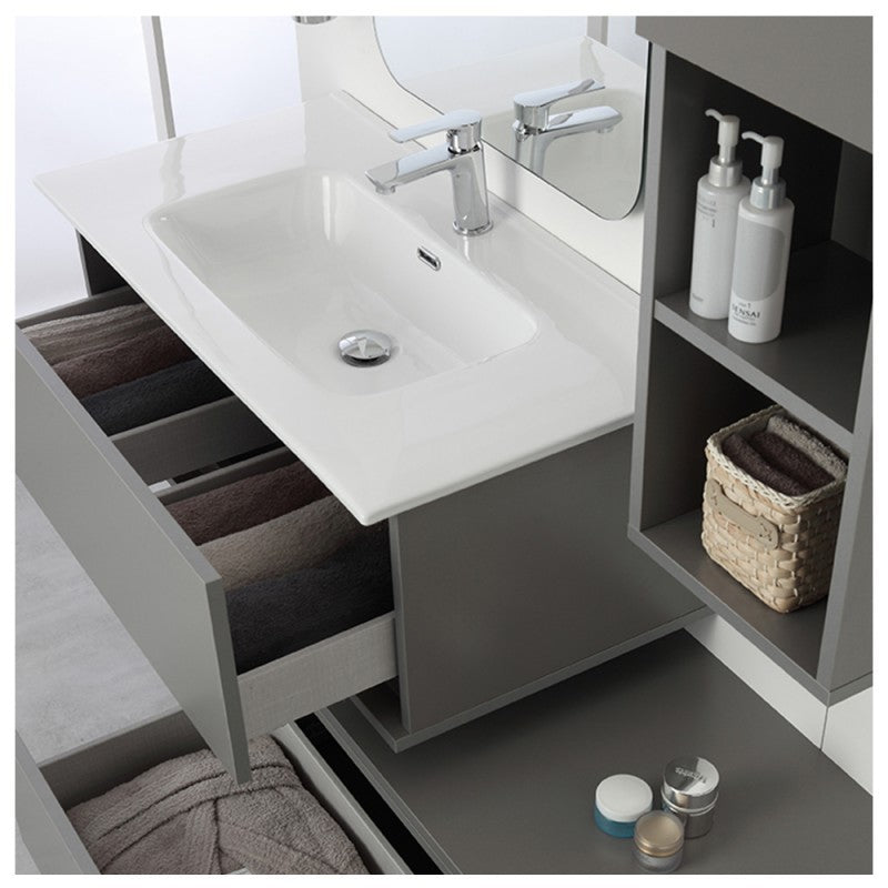 Composizione bagno due cassetti separati Grigio Pastello