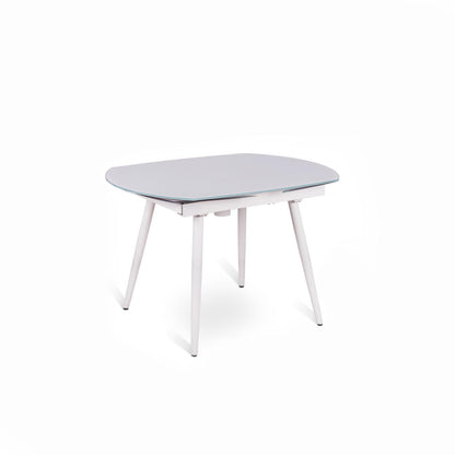 Tavolo allungabile con top in vetro temperato bianco 120/180x90h cm