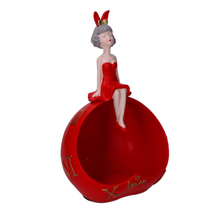 Donna resina svuotatasche rosso cm 20x15h32