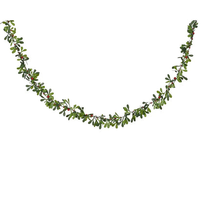 Ghirlanda natalizia in PVC con bacche e rosmarino verde Ø7 × H150 cm