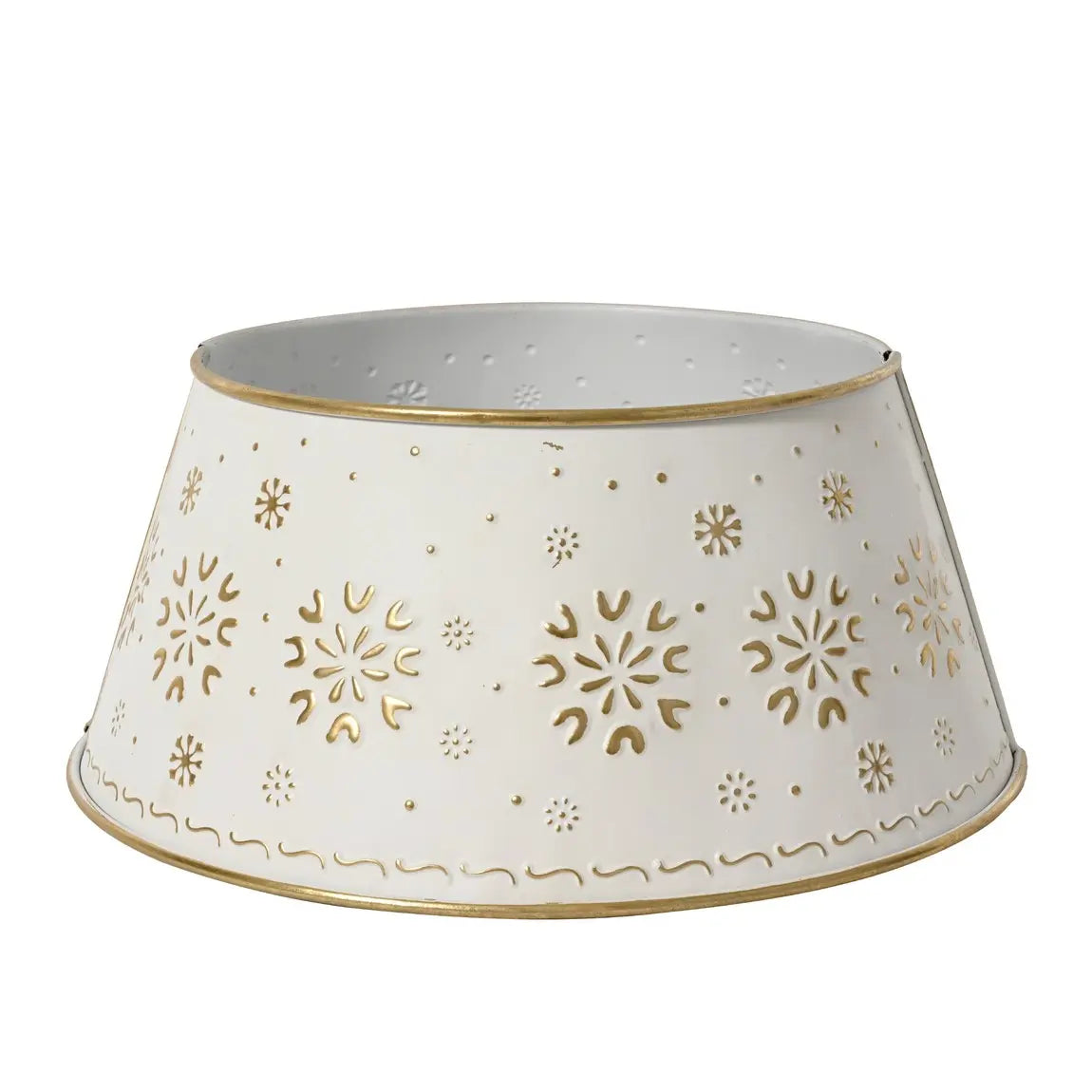 Copribase per albero di Natale in ferro bianco e oro Ø70 × H27 cm