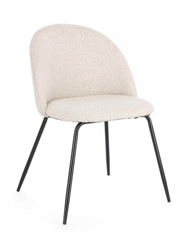 4x Sedia nera/avorio 49x55x77h 46h1 in bouclé