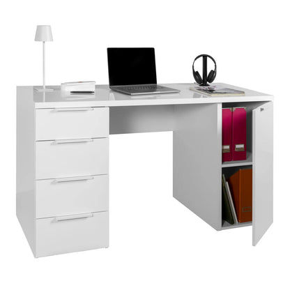 Scrivania 4 cassetti e 1 anta bianco laccato cm 146x60x75 h