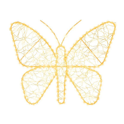 Farfalla luminosa LED oro e bianca da esterno 38 × H30 cm