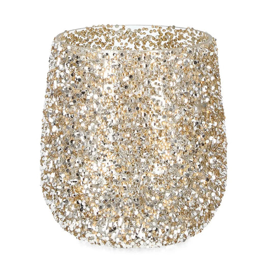 Portacandela Brillant in vetro oro Ø15 × H17 cm