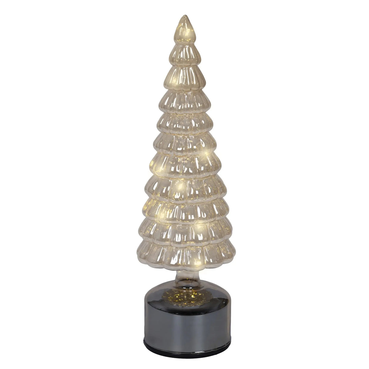 Albero di Natale in vetro ambra con LED girevole H34 cm
