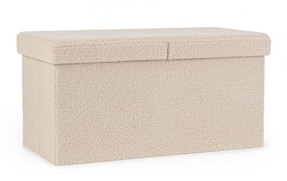 2x Pouf beige in bouclé 76x38x38