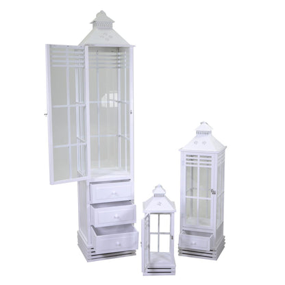 Rectangular white wooden lantern 1-3 cm36,5x36,5h175