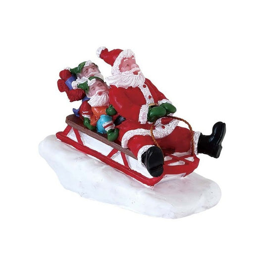Lemax Sledding with Santa Babbo Natale con slitta 7,8 × 4,2 × H6 cm