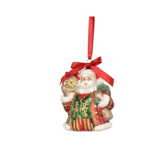 Decorazione Babbo Natale in vetro con box H13 cm
