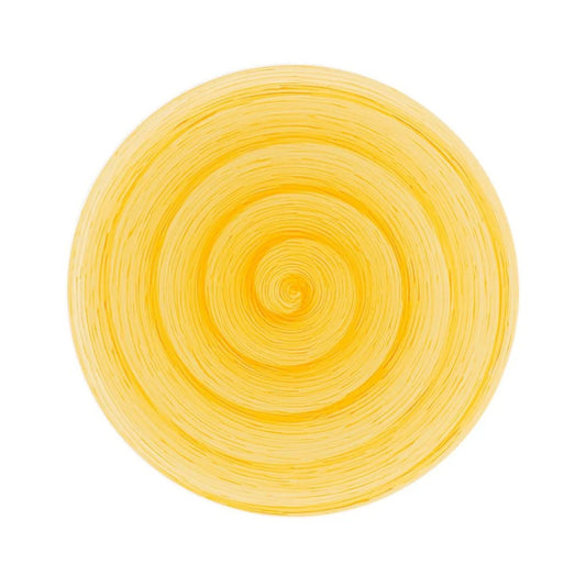 Piatto piano yellow Memento Table in ceramica dipinta a mano Ø 27,5 cm