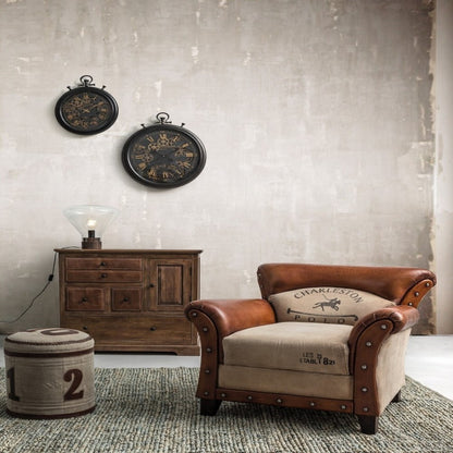 Poltrona Charleston in pelle vintage beige