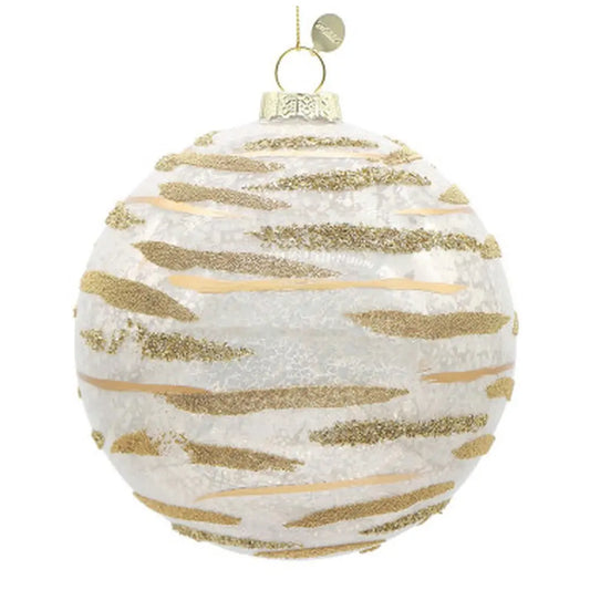 Sfera decorativa Streaks in vetro bianco Ø15 cm