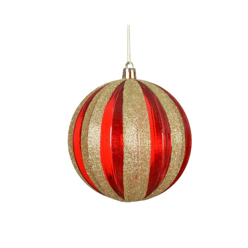 Pallina di Natale rossa e oro Ø10 cm