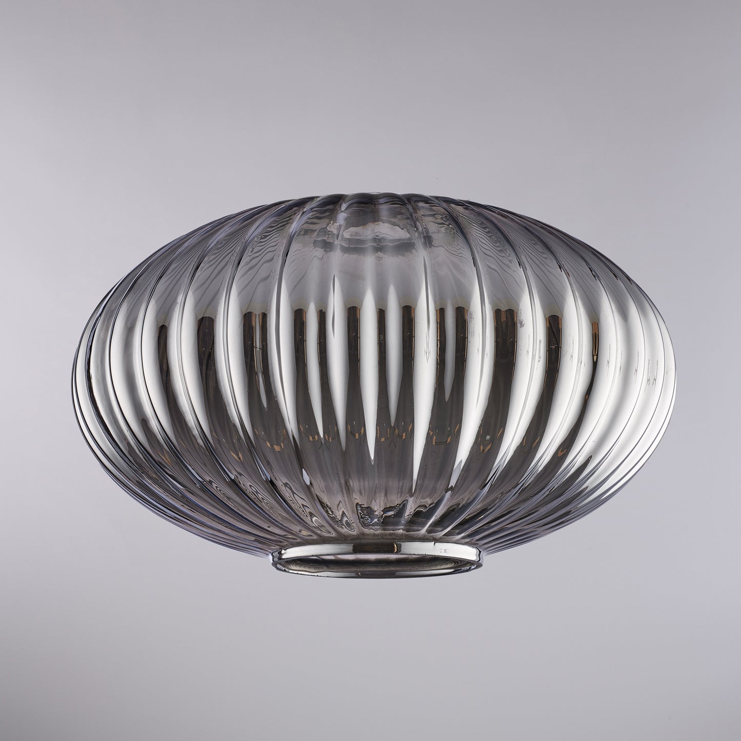 diffusore in vetro soffiato grigio specchiato con decoro rigatura in rilievo H.18 - Ø30