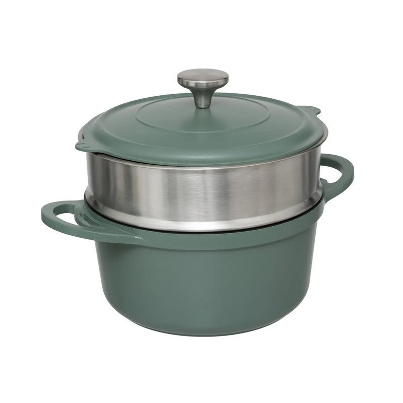 Pentola a vapore D24 cm in fusione di alluminio verde