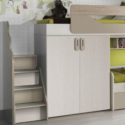 Cameretta Soppalco Colore Talco, Verde Acido e Brown