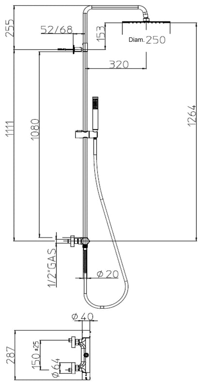 Colonna doccia Tetis L10146 cromo
