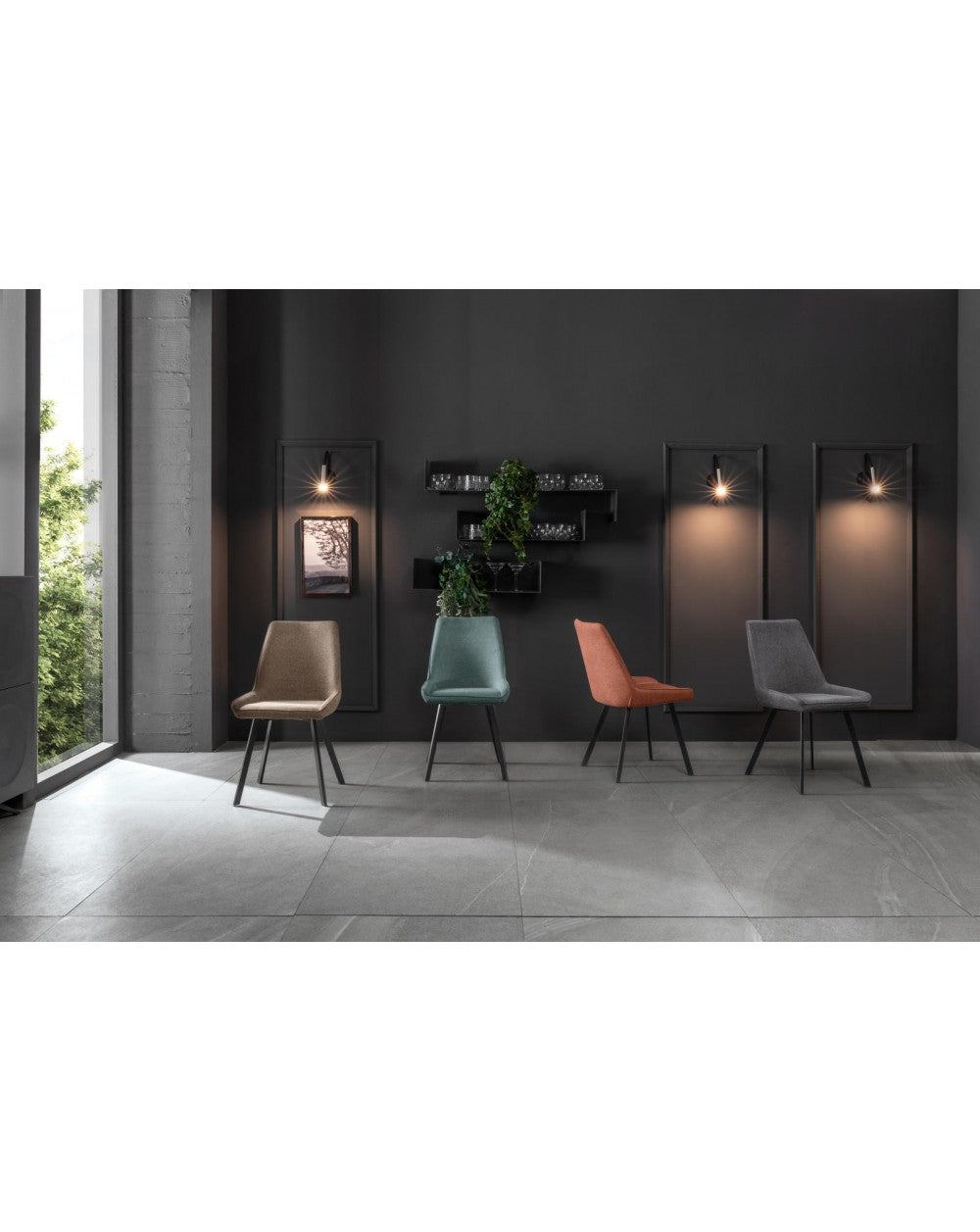 4x Sedia in Microfibra Ruggine - Fox