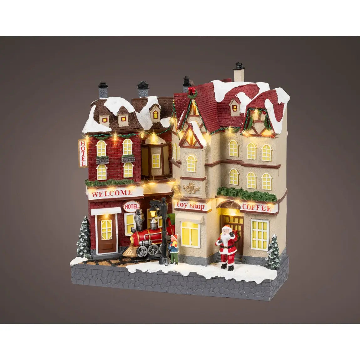 Villaggio natalizio con hotel e LED 16 × 31,5 × 37,5 cm